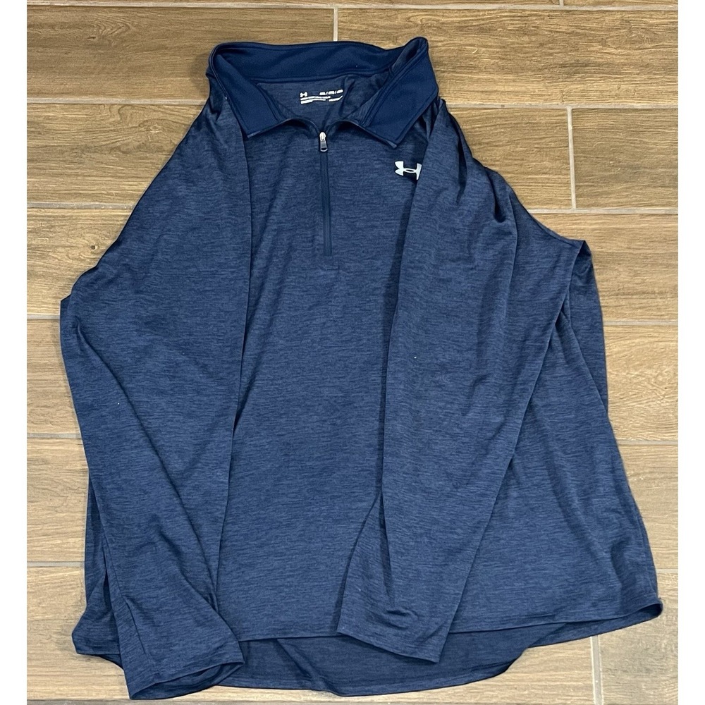 Under Armour Sweatshirt Mens 4XL Blue 1/4 Zip Pullover HeatGear Lightweight